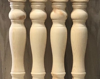 Set 4 Unfinished Solid Knotty pine dining 4x4 farmhouse Table Legs
