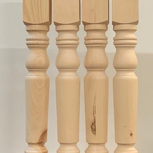 Set of 4 knotty pine unfinished wooden table legs 29 x 3 1/2