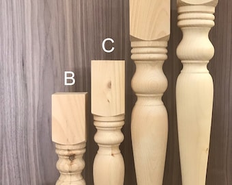 Knotty Pine - Set of 4 variation table legs/ bench legs /coffee table legs/ bun feet-sofa legs