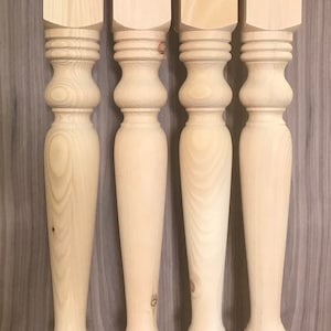 Set 4 Unfinished Solid Knotty pine dining Table Legs  35" X 3 1/2