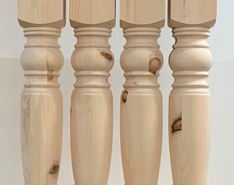 Set 4 Unfinished Solid Knotty pine dining 29'' Table Legs