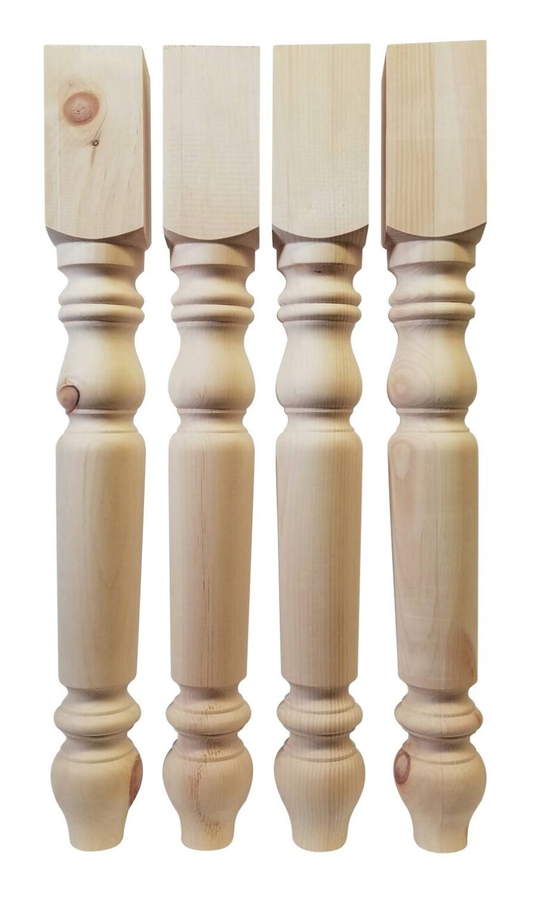 Set Of 4 Knotty Pine Unfinished Wooden Table Legs 29 X 3 1 2