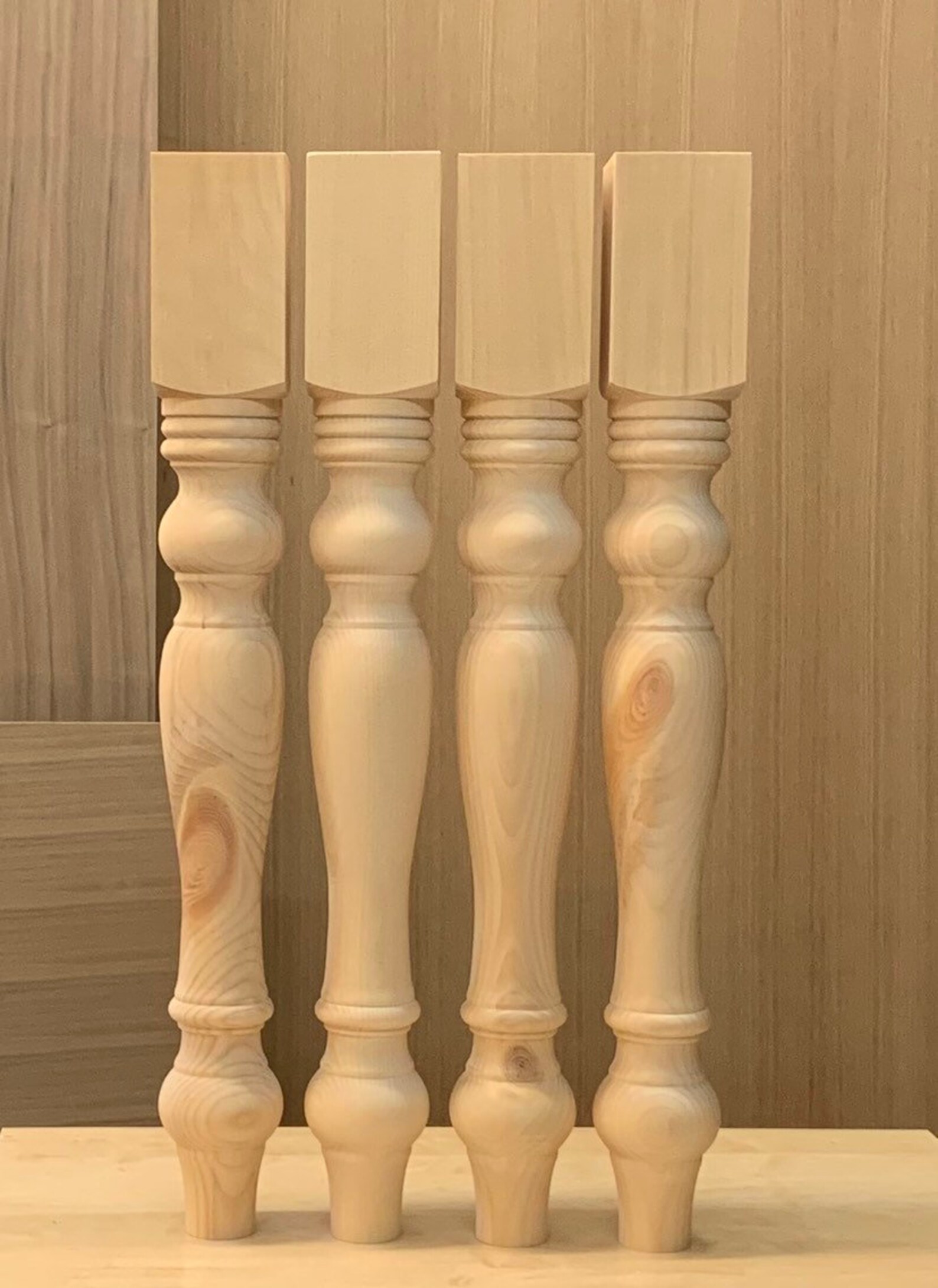 Set of 4 knotty pine unfinished wooden table legs 29 x 3 1/2 Etsy