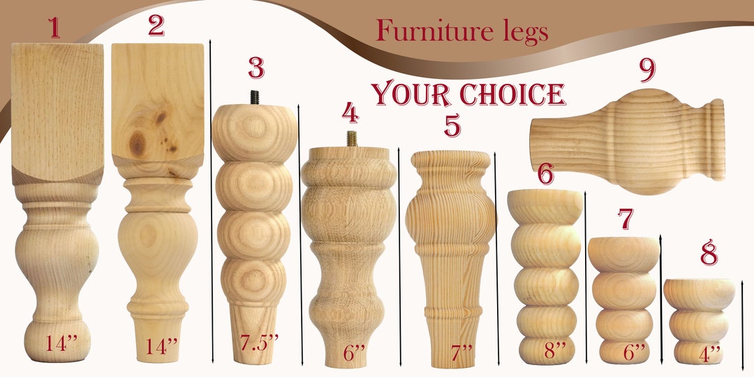 1 Pine Sofa Leg/ Couch Leg/ Furniture Leg/ottoman Leg/ Bun Feet
