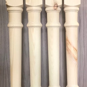 Set of Four Solid Knotty Pine Island unfinshid Farm Table Legs 29'' x 3'' 1/2