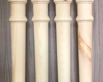 Set of Four Solid Knotty Pine Island unfinshid Farm Table Legs 29'' x 3'' 1/2