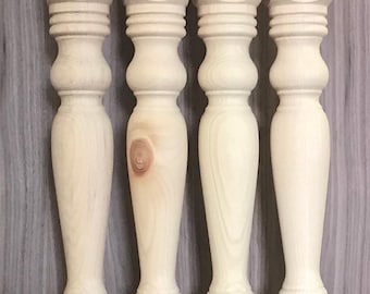 29" Unfinished Farmhouse Table legs or matching 18'' Bench legs, Set of 4