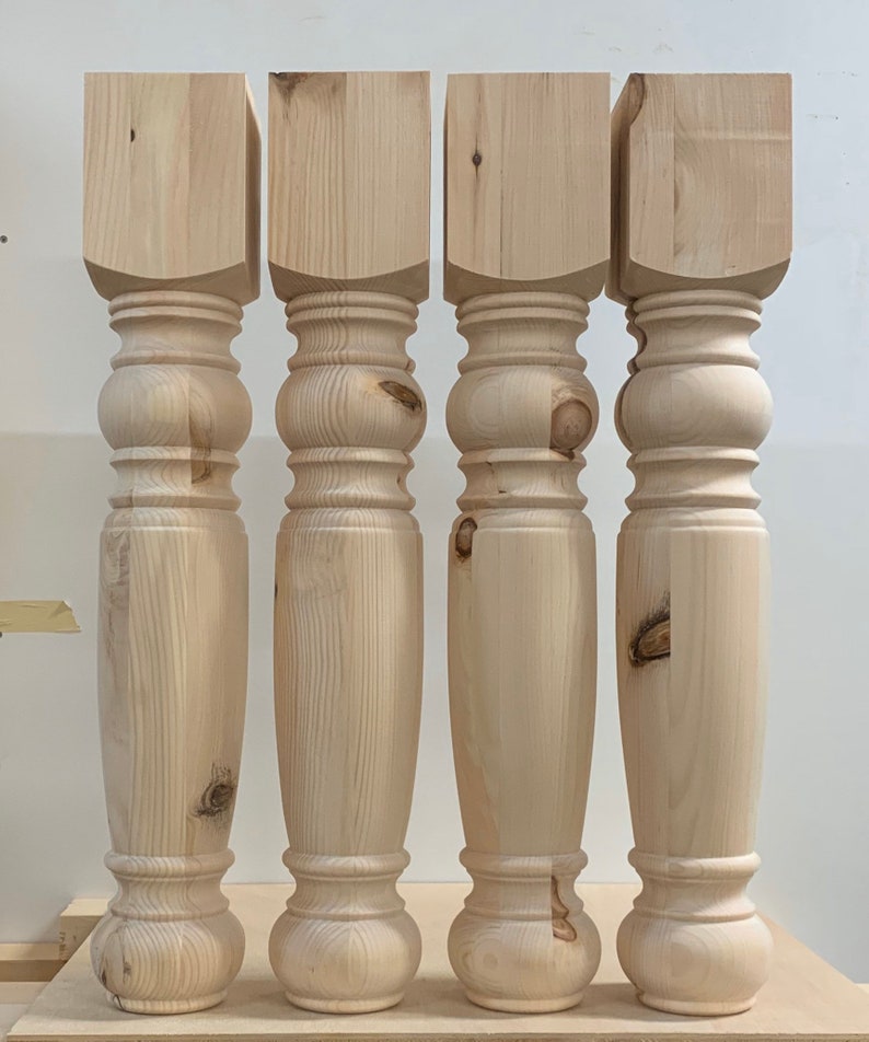 Set 4 Unfinished Solid Knotty Pine Dining 29'' Table Legs - Etsy