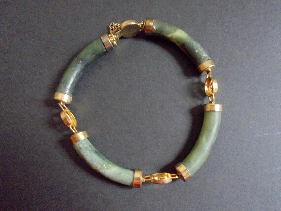 Chinese Vintage Jade Link Bracelet for Fortune- E… - image 8