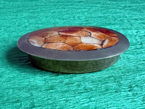 Turtle Shell Patterned Lid Oval Pill Box- Made of… - image 10