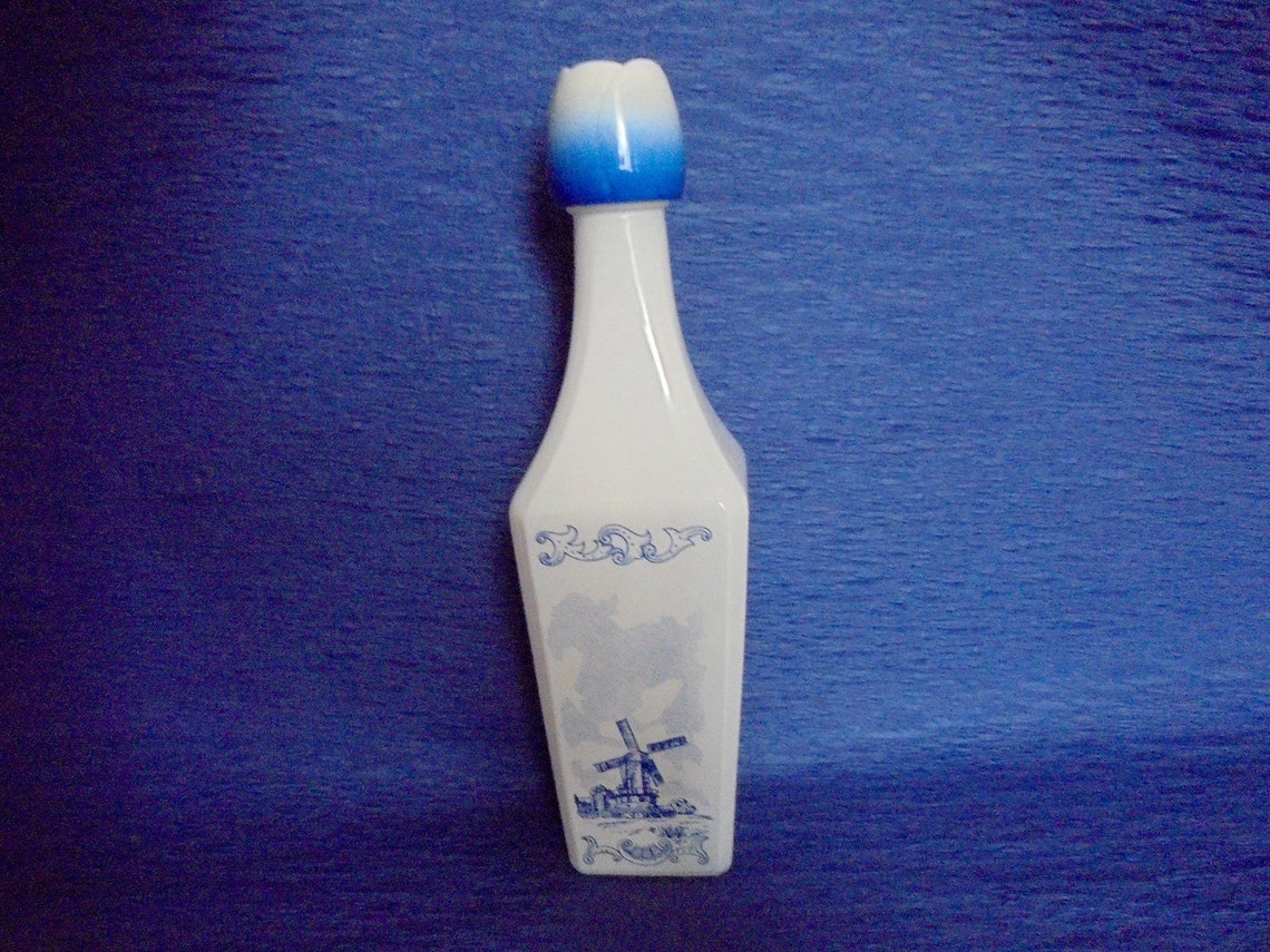 Dutch Decanter Blue & White Liquor Bottle With Tulip Shaped Etsy