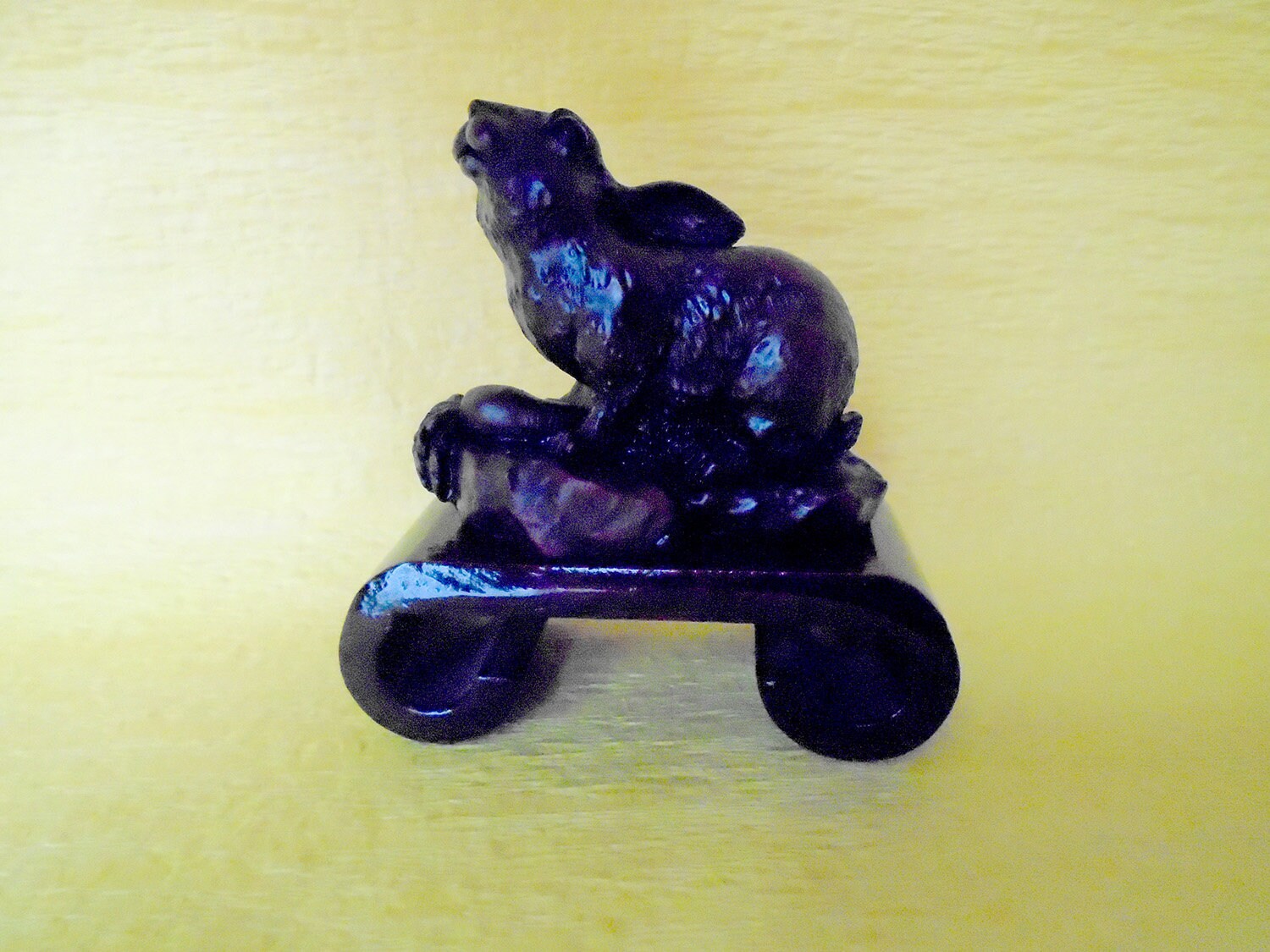Chinese Lucky Red Rabbit Figurine on Pedestal From Hong Tze | Etsy