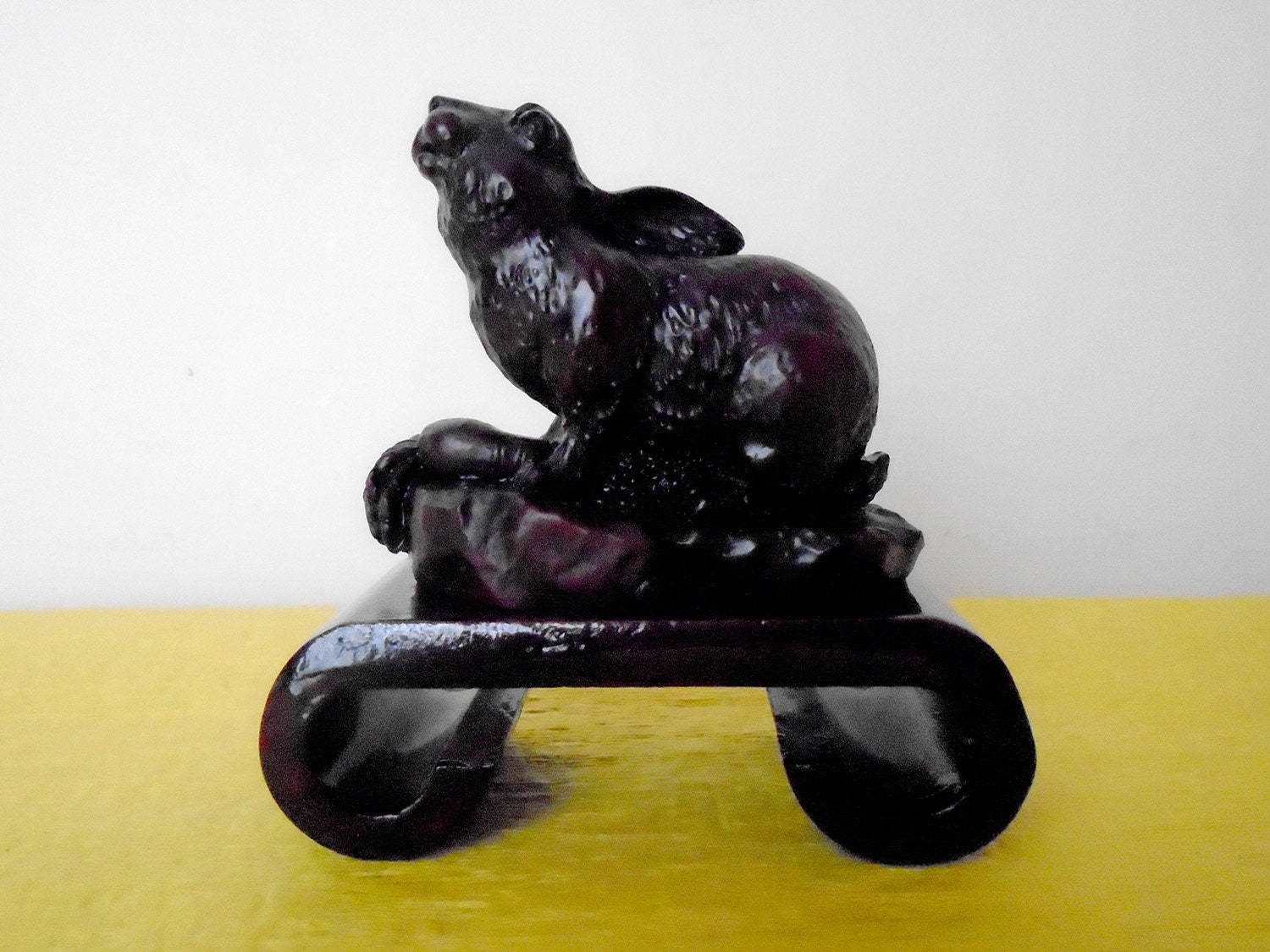 Chinese Lucky Red Rabbit Figurine on Pedestal From Hong Tze | Etsy