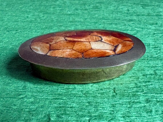 Turtle Shell Patterned Lid Oval Pill Box- Made of… - image 2