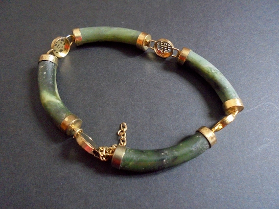 Chinese Vintage Jade Link Bracelet for Fortune- E… - image 2