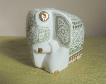 Sri Lanka Mlesna Elephant Shaped Loose Tea Holder- Manufactured by Lanka Porcelain- South Asian Vintage Pottery-Elephant Desk Ornament