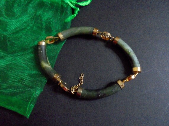 Chinese Vintage Jade Link Bracelet for Fortune- E… - image 9