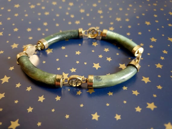 Chinese Vintage Jade Link Bracelet for Fortune- E… - image 3