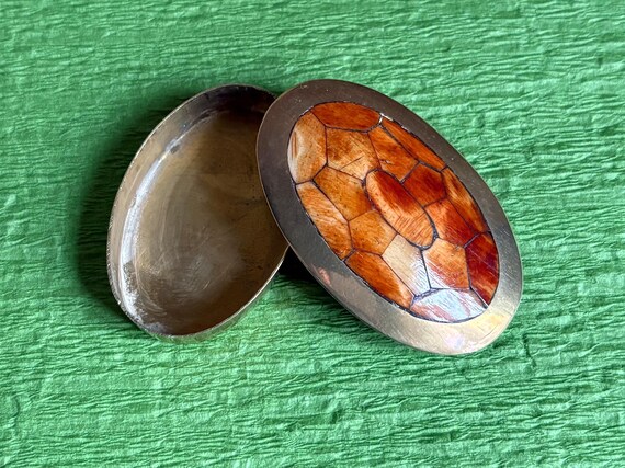Turtle Shell Patterned Lid Oval Pill Box- Made of… - image 8