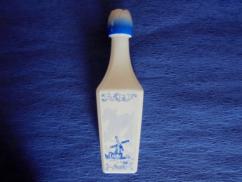 Dutch Decanter Blue & White Liquor Bottle With Tulip Shaped Etsy