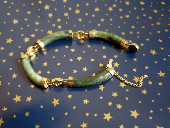 Chinese Vintage Jade Link Bracelet for Fortune- E… - image 4