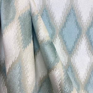Brayton Hare - Cut Velvet - Aqua and White Cut Velvet - Light Blue Diamond Velvet - Fabric by the Yard