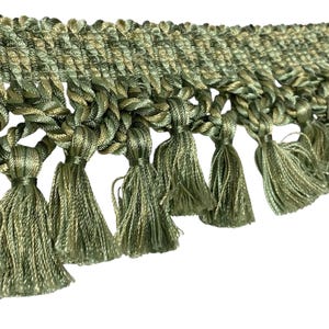 Wood Water Weave Tassle Trim - Home Decor Trim - Trim by The Yard - Custom Cut Trim - Pillow Trim - Drapery Trim - green trim