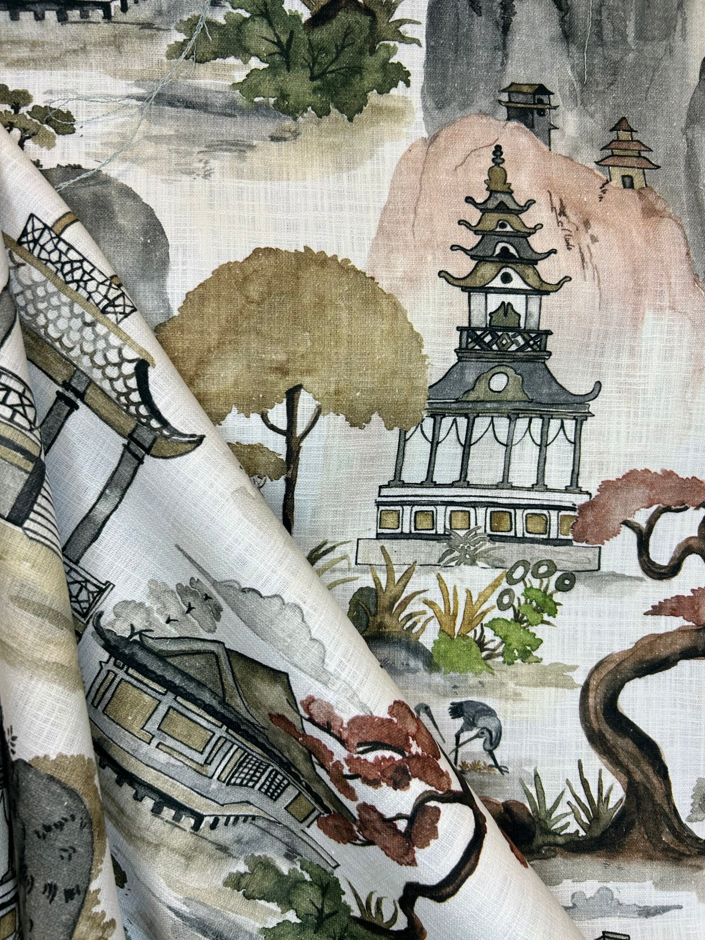 【送料0円】 Chinoiserie Antique Nikko Fabric Asian - Fabric Upholstery - 小物