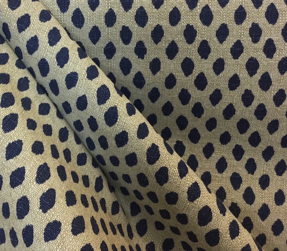 Sahara Midnight Dots- Navy Dot Upholstery Fabric - Custom Pillows - Custom Drapery - Roman Shades - Designer fabric