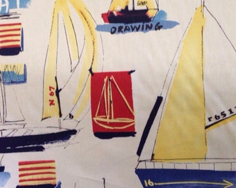 Ships Ahoy Fabric - Coastal Fabric - Beach Decor Fabric - Naturical Decor - Home Decor Fabric - Custom Cut Yardage - Pillows - Cushions