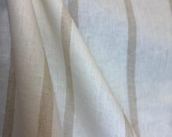 Thibaut Sailing Stripe AW 15133 - lino - costiero - beige - bianco - arredamento per la casa - tessuto per tende - tessuto tagliato su misura