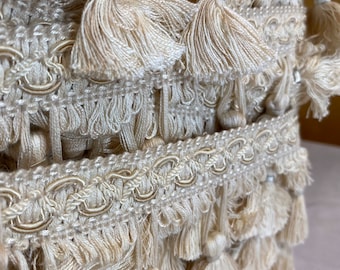 Off White Tassel Fringe - Trim - Accent Pillows - Tassel Fringe By The Yard - Custom Cut Yardage - Pillow Accents - Drapery Edging - White