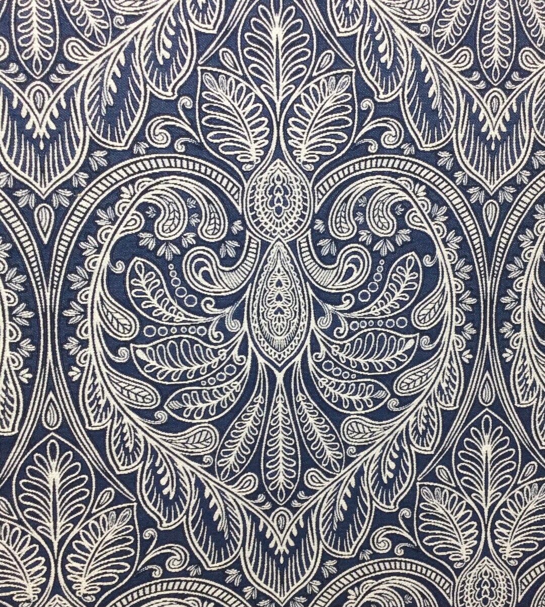 Navy and Beige Paisley Paisley Damask Pattern Elegant Large Scale