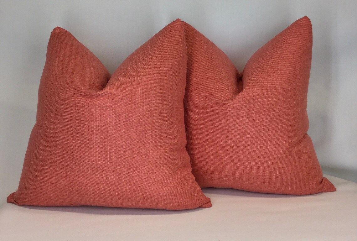 Solid Coral Color Throw pillows Sofa Pillows Beach Decor Etsy