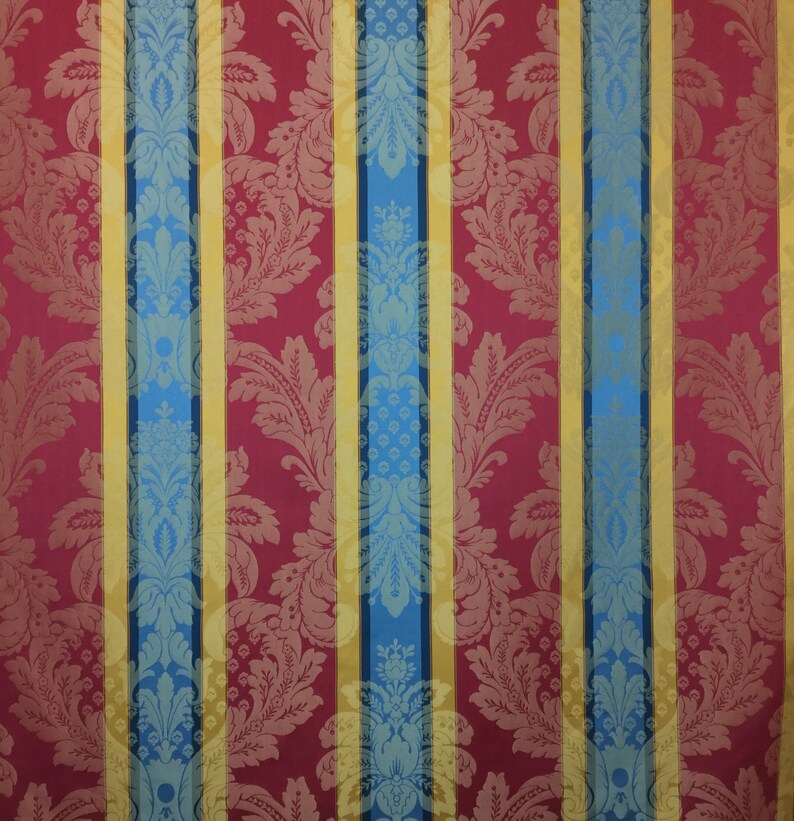 Royal Damask Stripe Red Blue Gold Fabric by the Yard Etsy