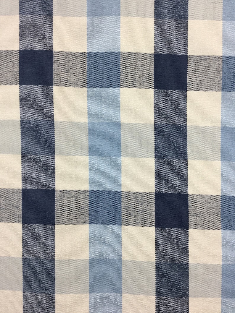 Kennedy Plaid Indigo Blue Upholstery Fabric by the Yard Etsy