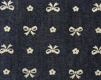 Denim Fabric - Bows - Denim Upholstery Fabric by the Yard