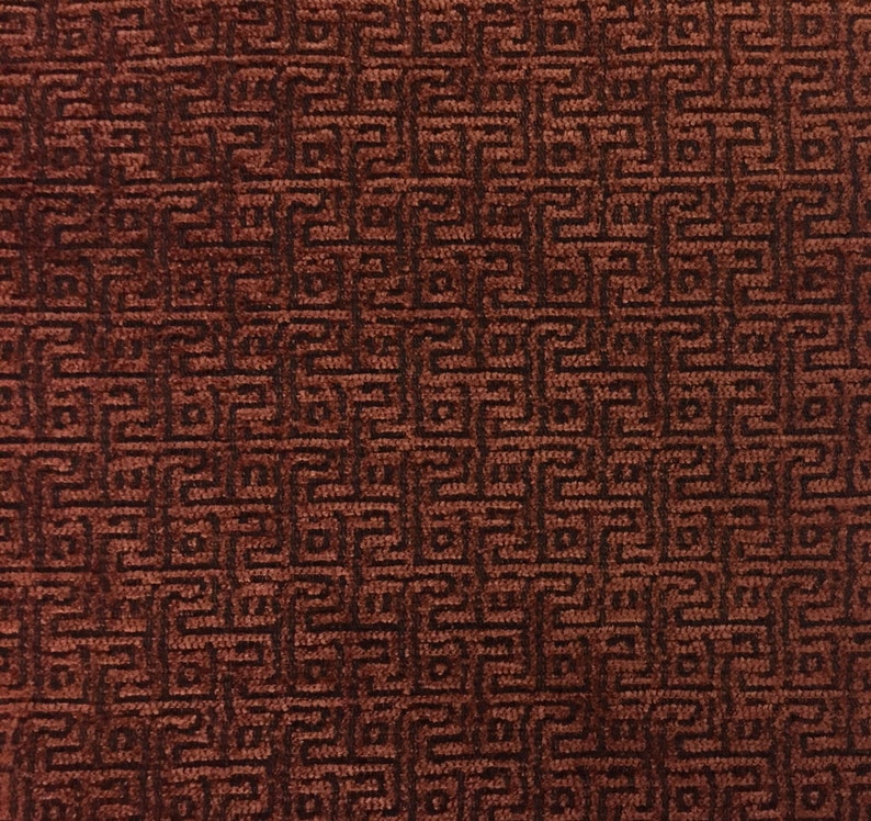 Rust Greek Key Fabric Textured Fabric Upholstery Fabric by | Etsy