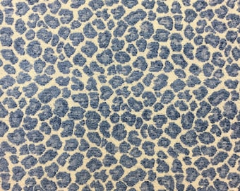 Blue Cheetah Fabric, Chenille Fabric, Leopard, Upholstery Fabric By The Yard, Blue Cheetah Pillow Covers, Custom Made,  Cushion Covers