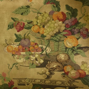 Vintage Fruit Basket -  Upholstery Fabric by the Yard - Fast Shipping - Custom Cut Yardage - Novelty Fabric - Pillows - Cushions - Drapery