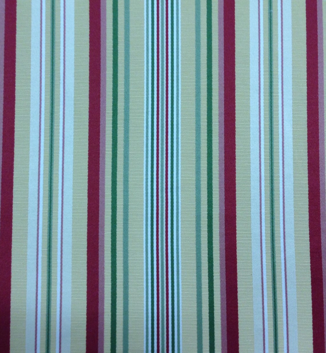 Raspberry Butter Cream and Green Stripe Home Decor Fabric Etsy