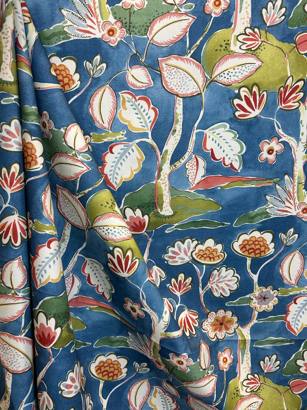 Freya Marina Floral Traditional Colors Bold Drapery Fabric Fabric by