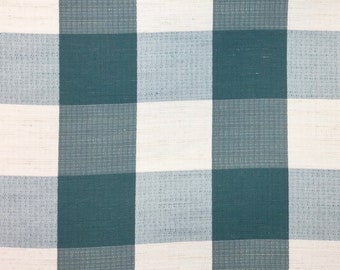 Teal Buffalo Check - Blu - Tappezzeria - Tessuto tagliato su misura - Copricuscini Buffalo Check - Stile fattoria