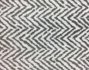 Grey and White Herringbone - Chenille - Chevron - R/R Upholstery Fabric By The Yard - Soft Gray Throw Pillows