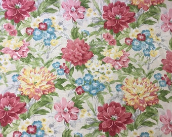 Pink, Yellow, Blue, Green Floral - Pete- Upholstery Fabric By The Yard - Home Decor Fabric By The Yard - Custom Cut Yardage - Pillow Covers