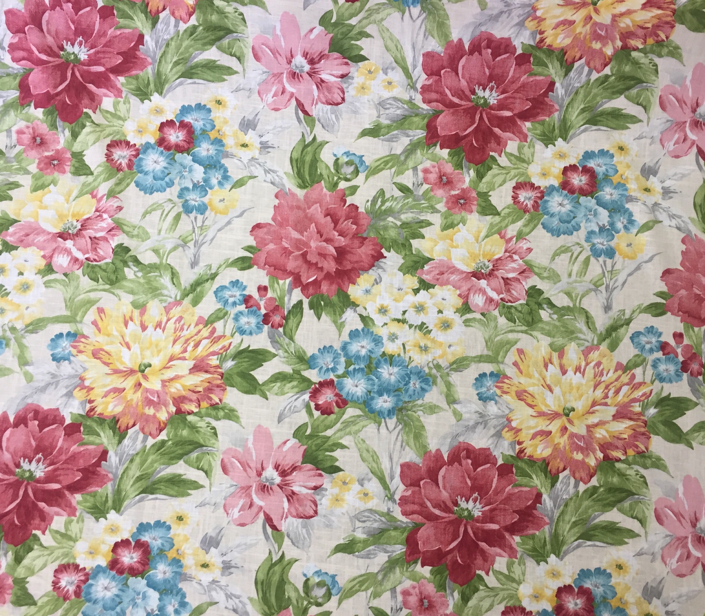 blue pink floral fabric