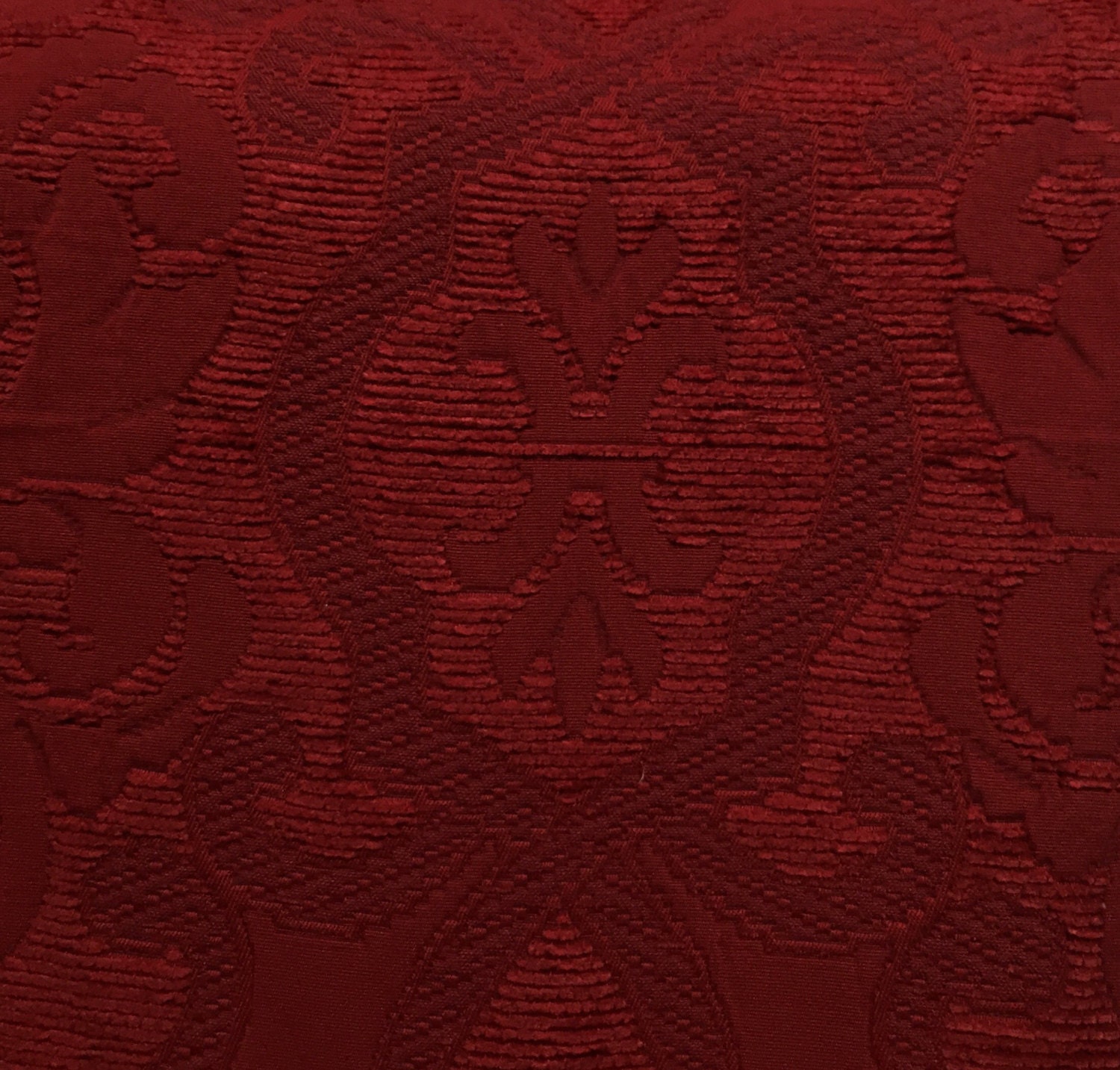 Red Damask Tone on Tone Upholstery Fabric by the Yard Etsy
