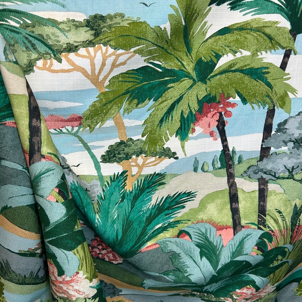 Palm Aire - tropical - aqua - vacation - drapery fabric - upholstery fabric - fabric by the yard