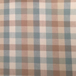 Small Light Blue and Tan Check - Upholstery Fabric by the Yard