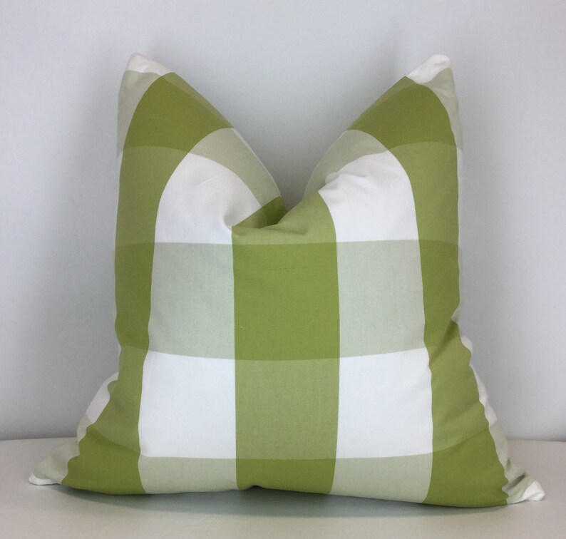 Green Buffalo Check Accent Pillow Cover 20 X Etsy